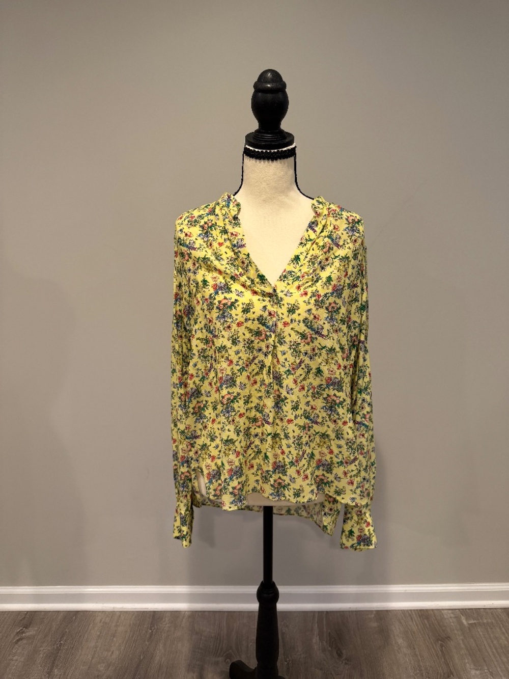 NWT Zadig & Voltaire Women's Tink Soft Small Garden Shirt Yellow Multi Sz S